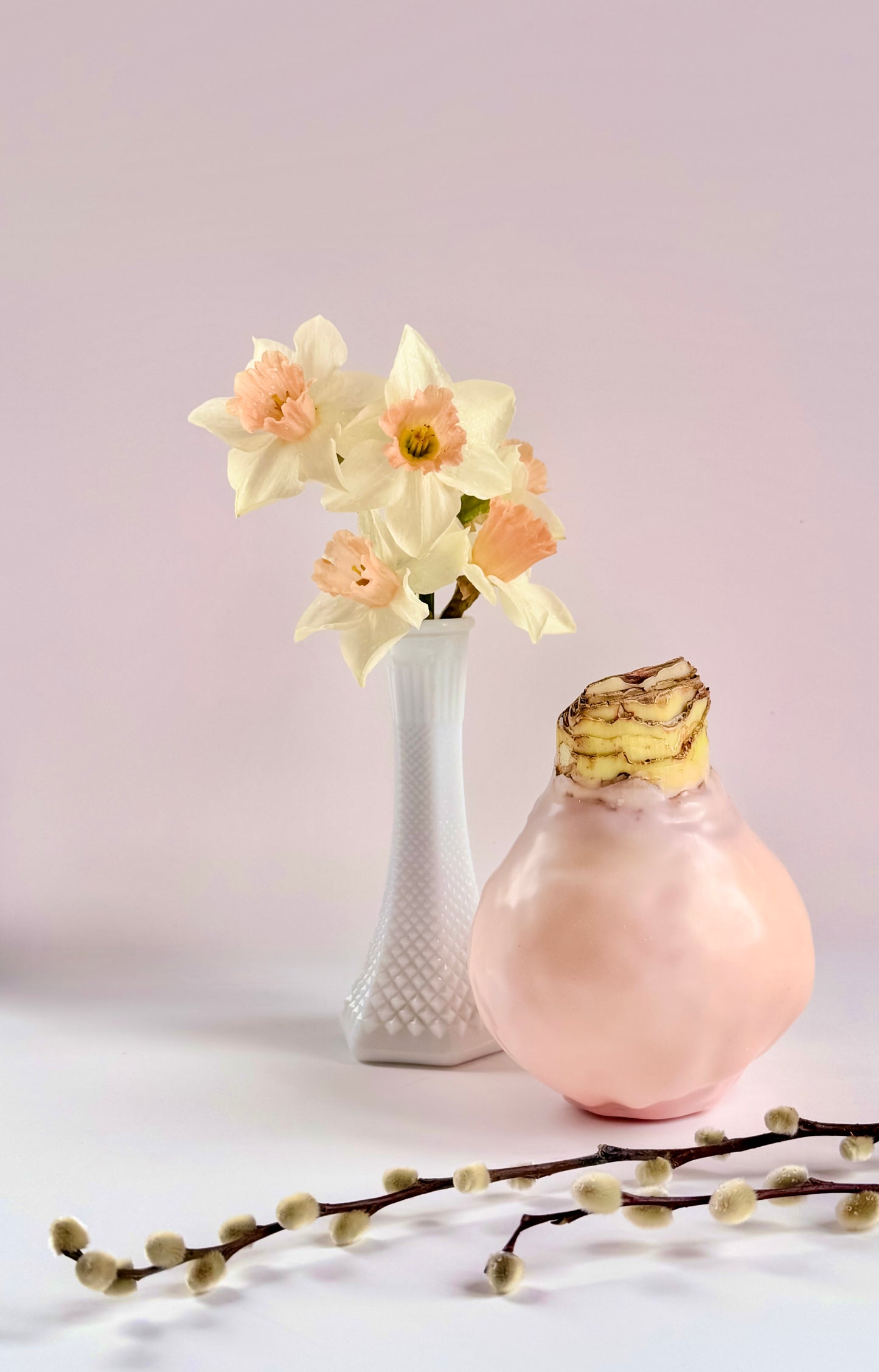 Apricot Blush with Pink Blooms