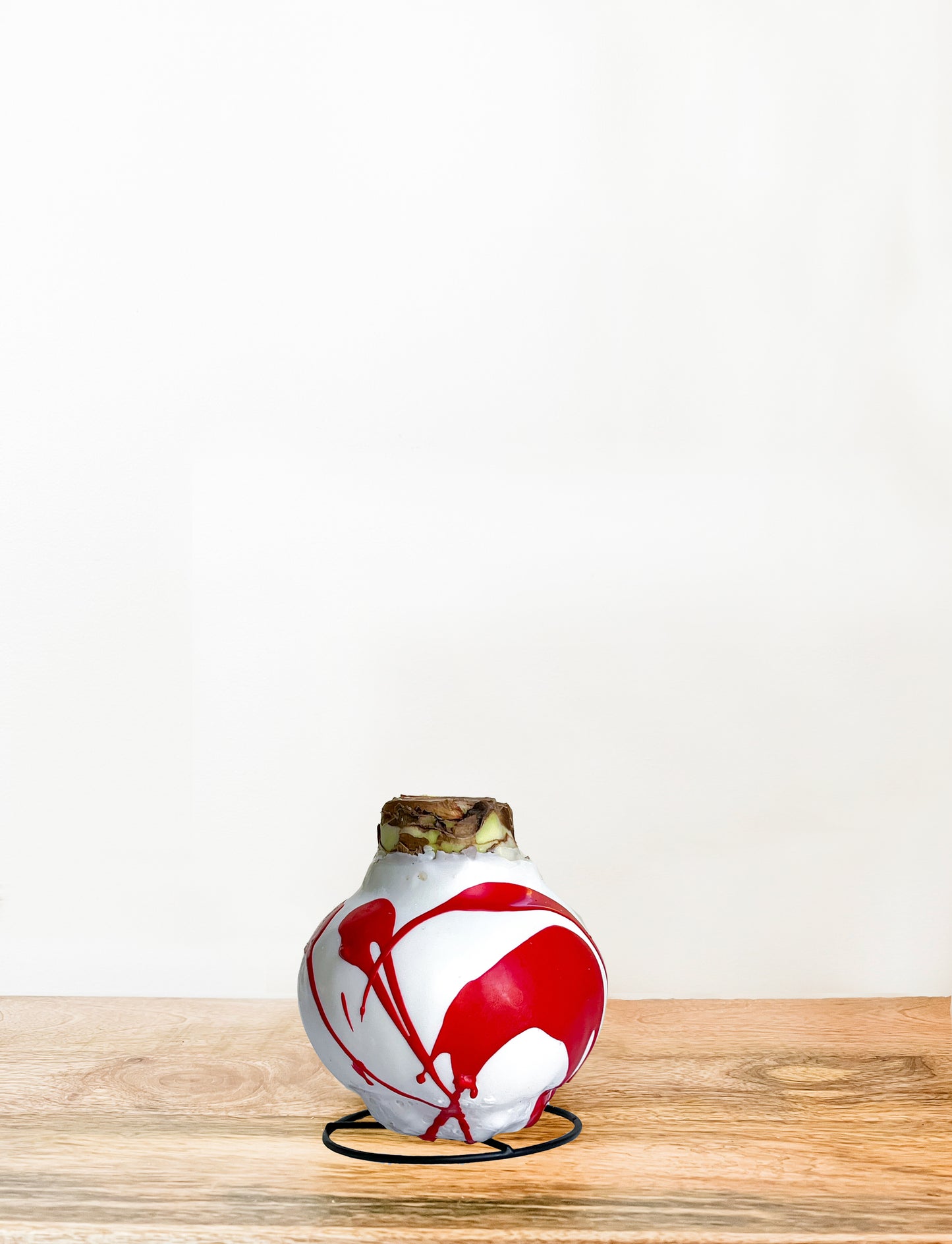 White With Red Splatter with Red Blooms